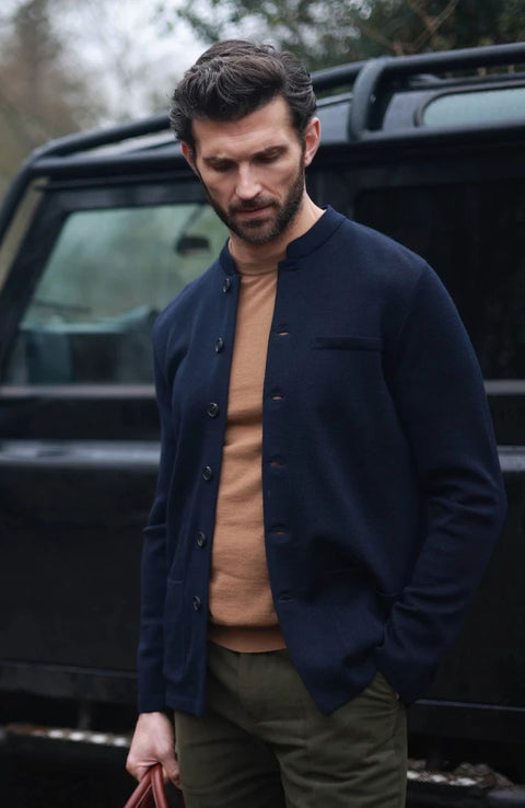 Extra Fine Merino Wool Knitted Nehru Jacket