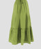 Eyelet Detail Elastic Waist Midi Skirt GREEN