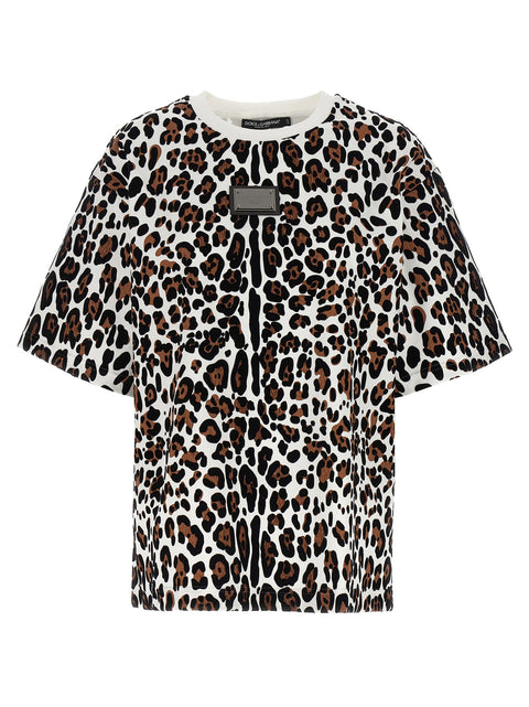 Dolce & Gabbana Animal Print Logo Plaque T-shirt