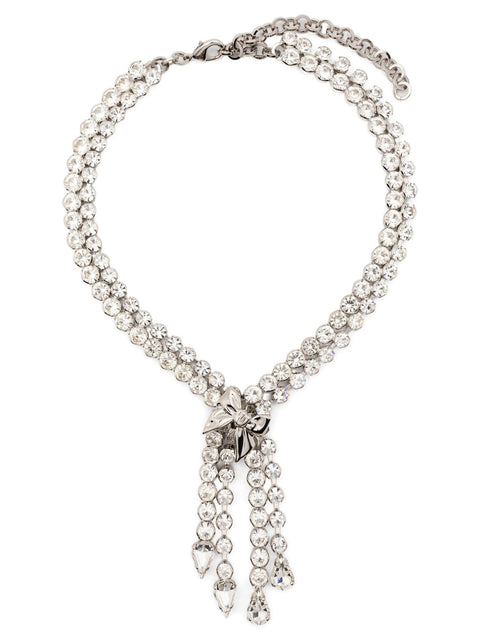 Alessandra Rich Bow Crystals Necklace