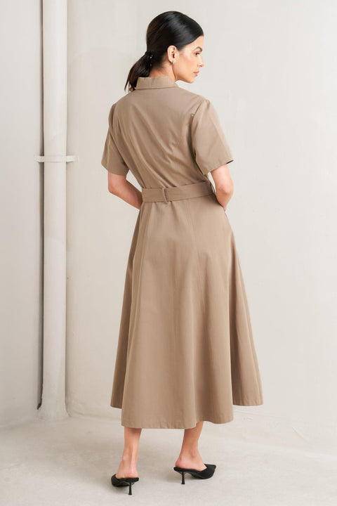 LUCKY ME WOVEN MIDI DRESS