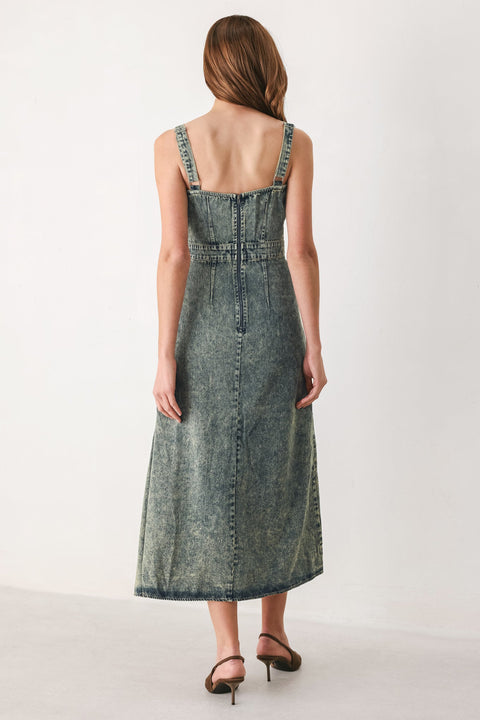 EXOTIC BREEZE DENIM MIDI DRESS