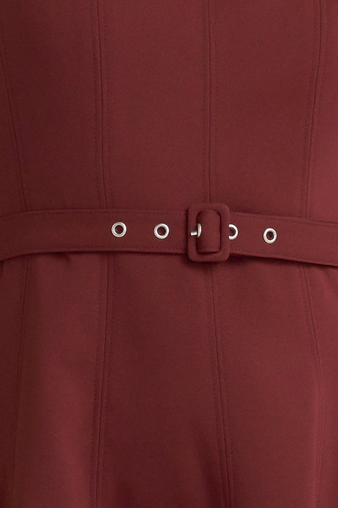 LIVING THE DREAM WINE WOVEN MIDI DRESS