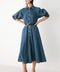DIVIDE AND CONTOUR DENIM MIDI DRESS