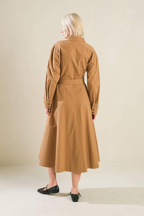 CHARMING DECISION WOVEN MIDI DRESS