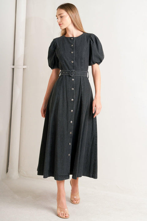 IN MY MIND DENIM MIDI DRESS
