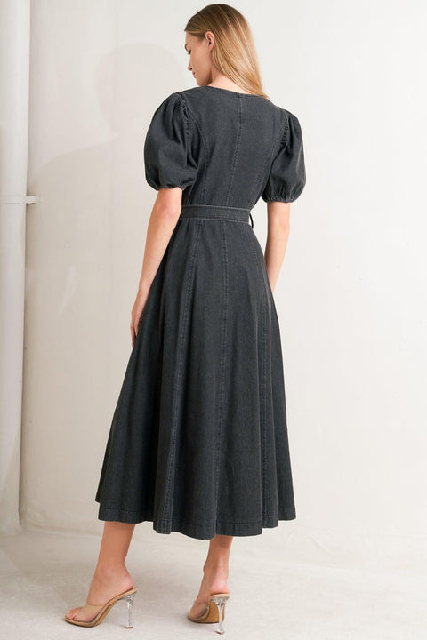 IN MY MIND DENIM MIDI DRESS