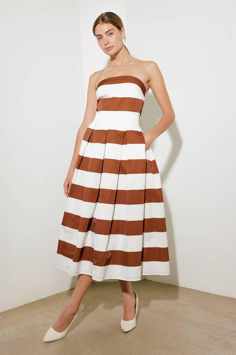 EVERYDAY HUSTLE RUST WOVEN MIDI DRESS