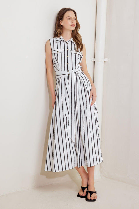 HUGS & VANILLA CLOUDS WOVEN MIDI DRESS