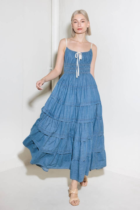 ETERNAL DESIRE DENIM MIDI DRESS