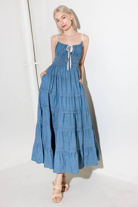 ETERNAL DESIRE DENIM MIDI DRESS