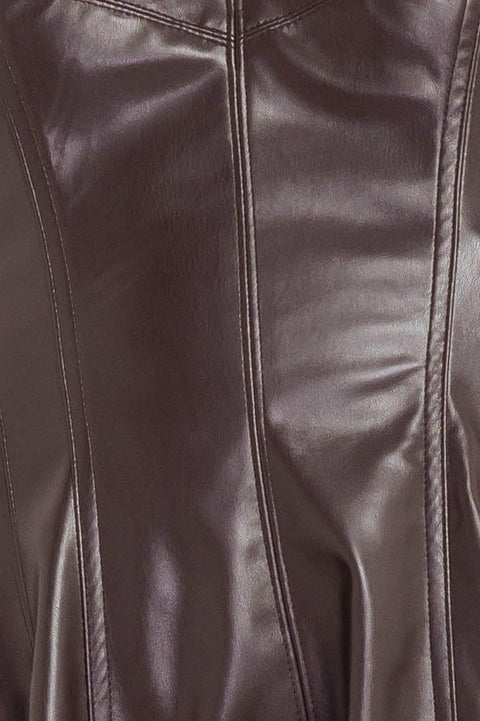 ESPRESSO DIVA FAUX LEATHER MIDI DRESS
