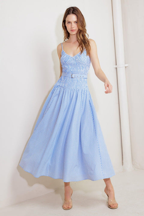 CITY BREEZE WOVEN MIDI DRESS