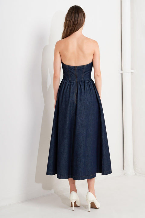 VINTAGE SIREN DENIM MIDI DRESS
