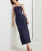 QUIET CURVE DARK DENIM MIDI DRESS