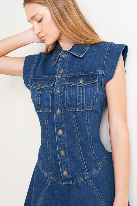 BLUE CRUSH DENIM MINI DRESS