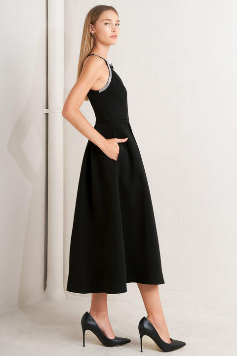 GALAXY CHARM WOVEN MIDI DRESS