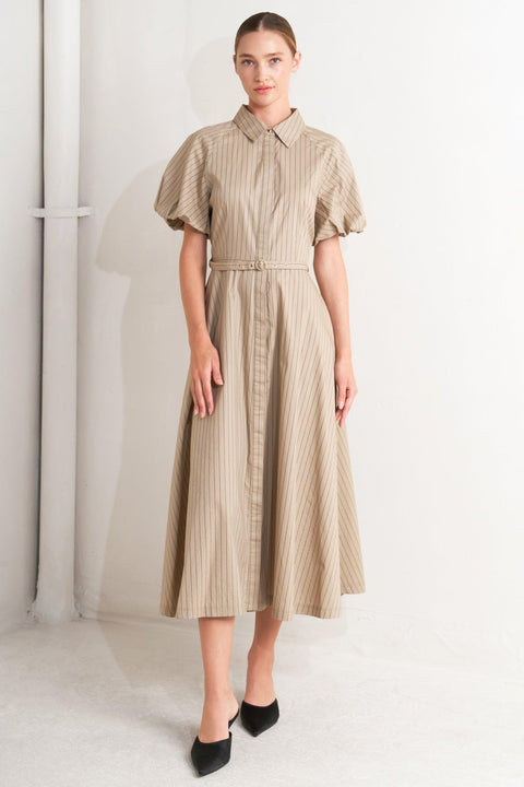 CLASSIC NEUTRAL WOVEN MIDI DRESS
