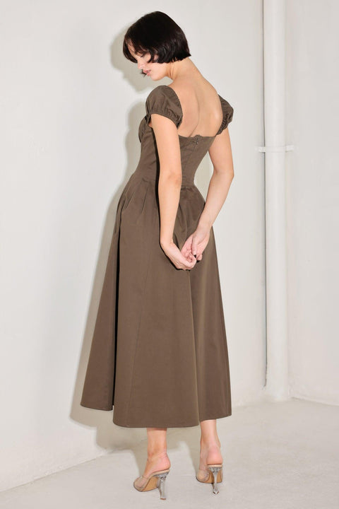 MOCHA MUSE MOMENT WOVEN MIDI DRESS