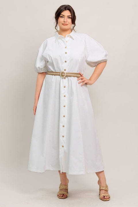 RELAXED TAILOR WOVEN MIDI DRESS
