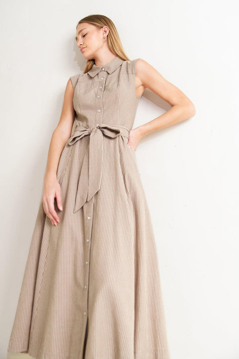 CAFE AU LAIT WOVEN MIDI DRESS