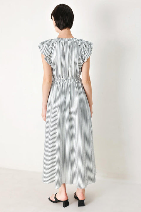 WHISPER STRIPE WOVEN MIDI DRESS