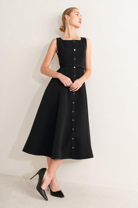 PARIS AFTER DARK WOVEN MIDI DRESS