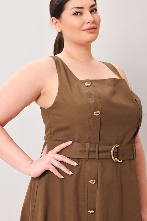 SWEET SIENNA WOVEN MIDI DRESS