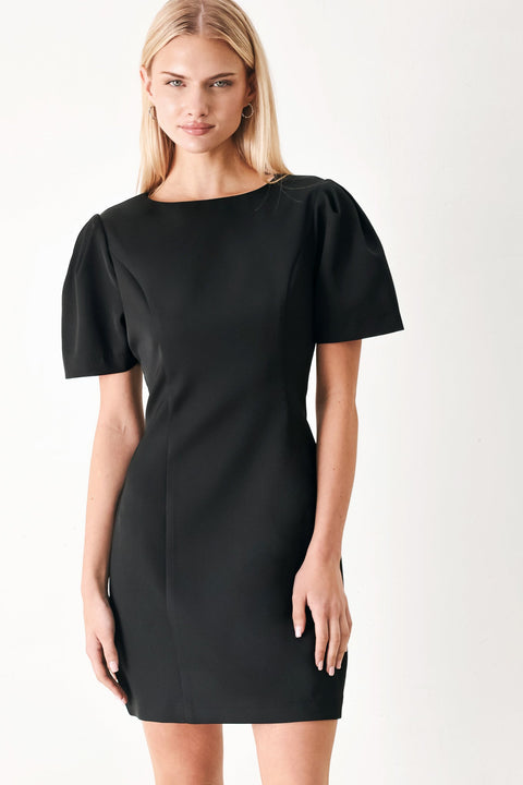 BLACK MIDNIGHT WOVEN MINI DRESS