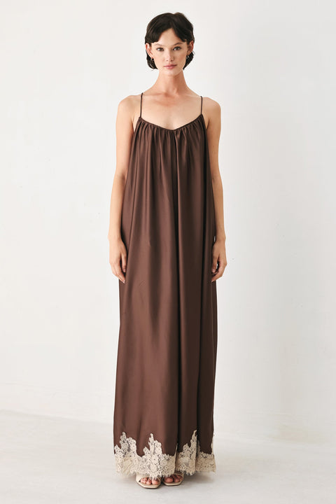 TRUFFLE DREAM WOVEN MAXI SLIP DRESS
