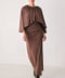 DUSTY ROSE DRAPE MAUVE CAPLET SHIRRED MIDI DRESS