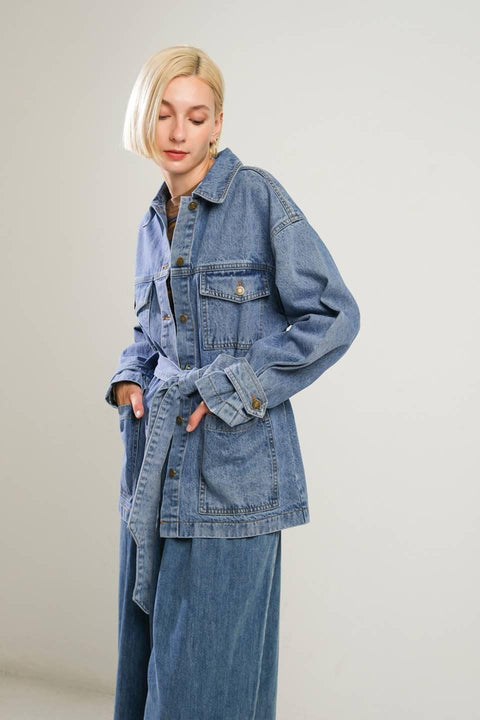 BREATHTAKING CHARM DENIM MIDI JACKET