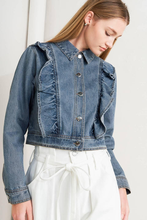 FRENCH FEMME DENIM CROP JACKET