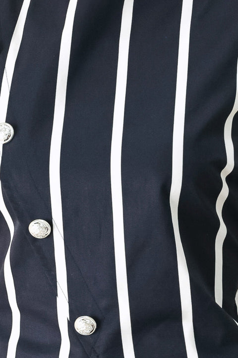 DARK RHYTHM STRIPE WOVEN TOP