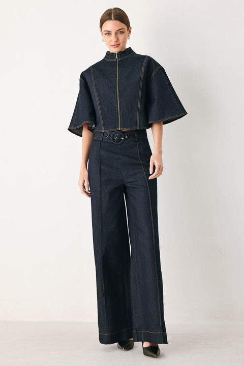 URBAN STITCH WIDE SLEEVE DENIM CAPELET TOP