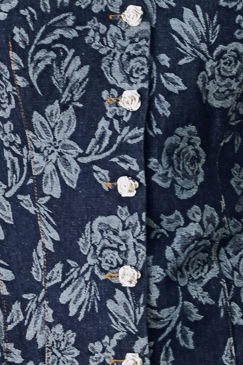 ROSETTE FLORAL WOVEN JACQUARD TOP