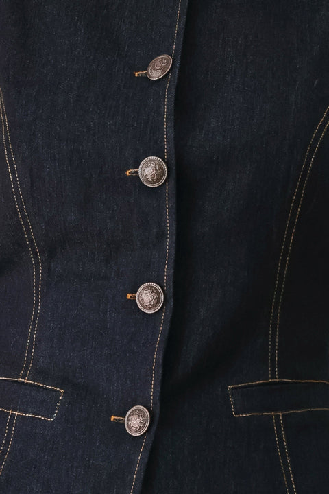 CONTRAST STITCH DENIM VEST