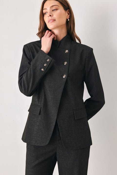 COMMAND NOIR BLACK ASYMMETRICAL MILITARY JACKET