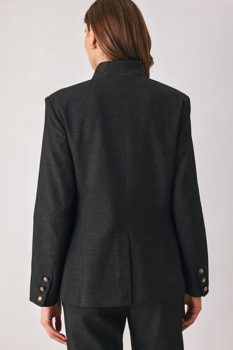 COMMAND NOIR BLACK ASYMMETRICAL MILITARY JACKET