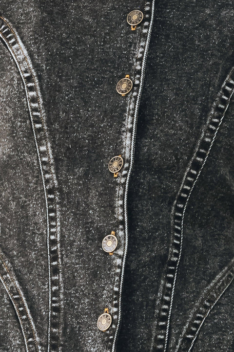 DOWNTOWN EDGE ACID WASH PEPLUM JACKET