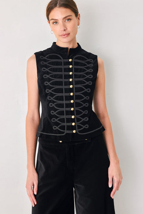 VELVET COMMAND BLACK MILITARY VEST
