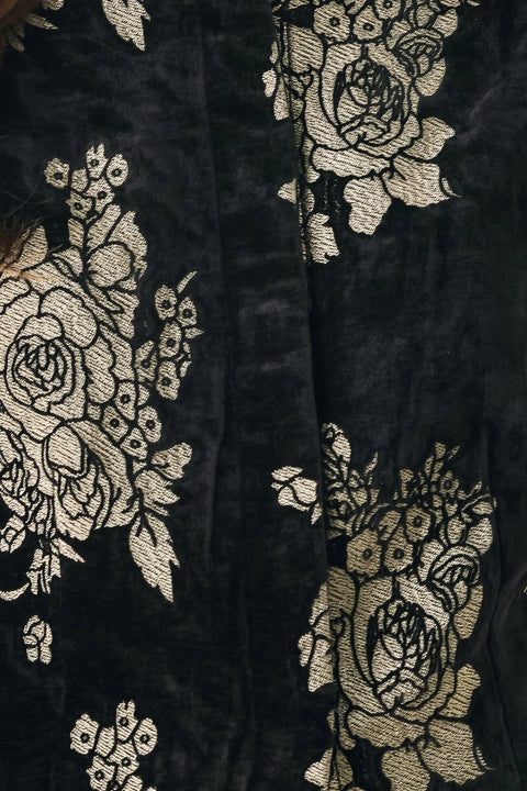 GILDED VELVET BLACK/GOLD JACQUARD CROPPED JACKET