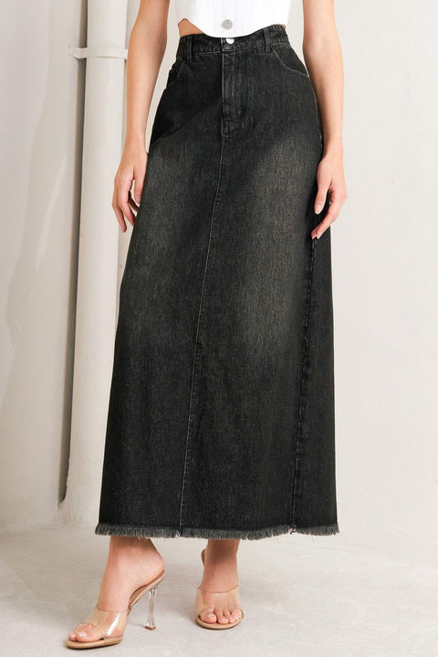TALK ABOUT BEAUTY DENIM MIDI SKIRT