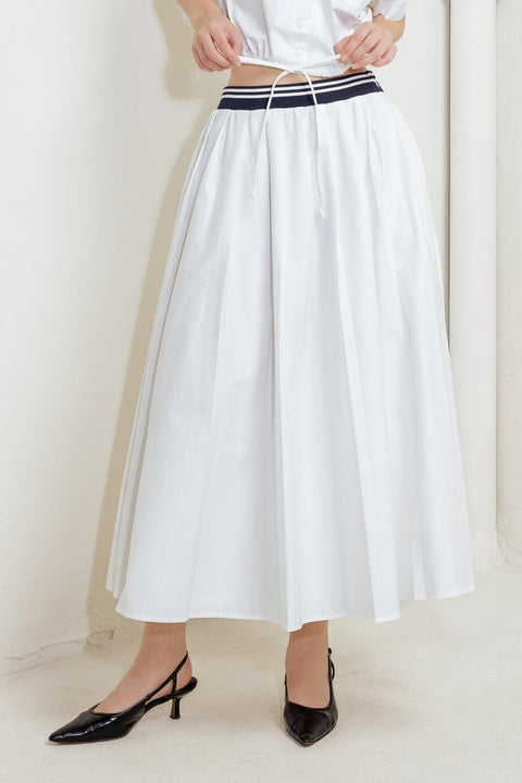 COASTAL COLLAR WOVEN MIDI SKIRT