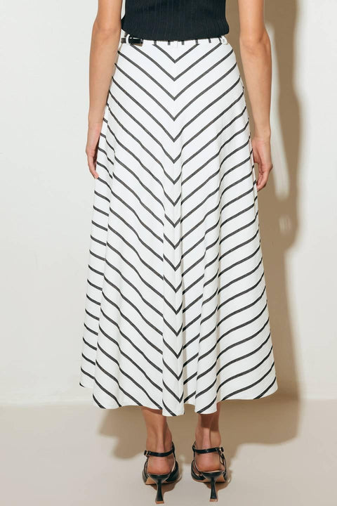 WEEKEND VIBE STRIP WOVEN MIDI SKIRT