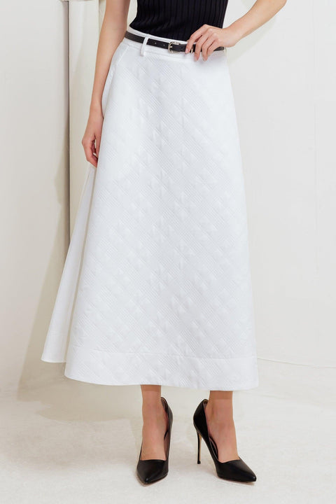 DOWNTOWN EASE WOVEN MIDI SKIRT