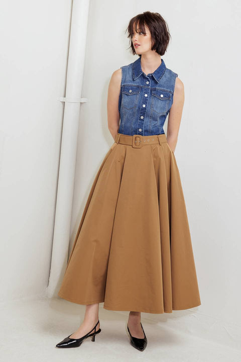 ROUGE ALLURE WOVEN FULL MIDI SKIRT