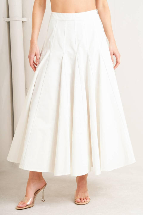 PALE FRAME WHITE WOVEN CIRCLE SKIRT