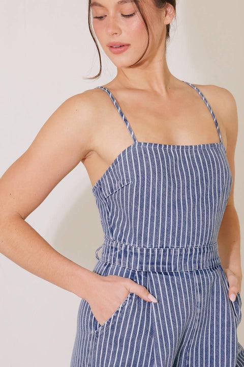 BEGIN AGAIN BLUE DENIM JUMPSUIT