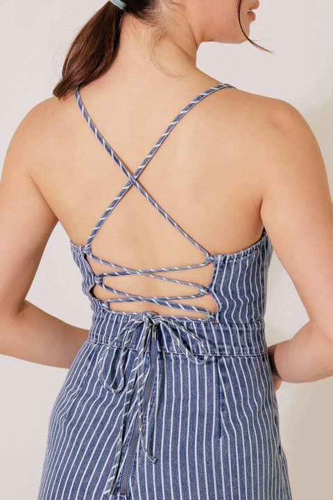 BEGIN AGAIN BLUE DENIM JUMPSUIT